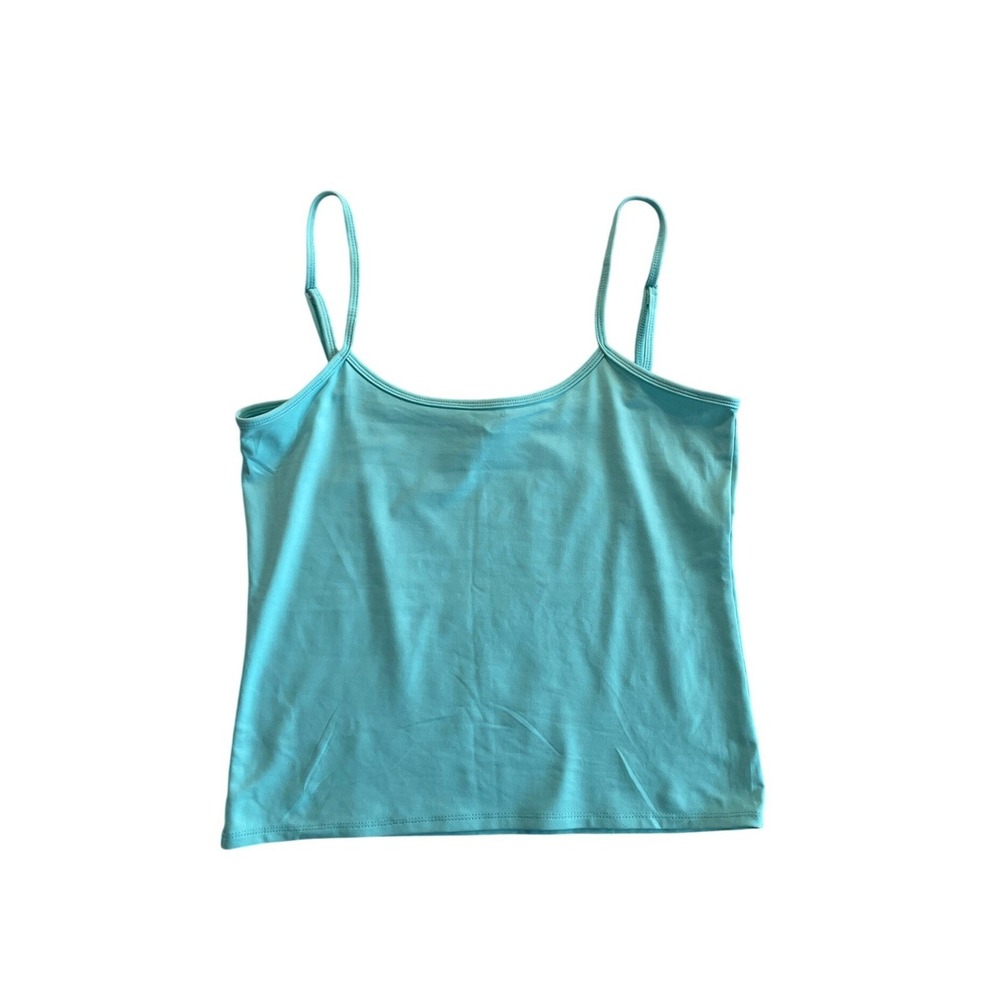 Y2K Turquoise Blue Cami Tank Top Adjustable Spaghetti Straps S Claudia D.